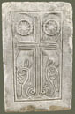 Marble panel with relief decoration. It comes from the church of Kapnikarea in Athens and it is dated to the eleventh century A.D. 
Height: 79, width: 50, thickness: 8 cm. 
