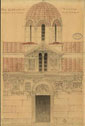 BRF Archive, Drawing, 1888-1890, Greece, Athens, Church of Panagia Gorgoepikoos, W Elevation, Pencil, Watercolour, Paper, Dimensions: 33x49 cm, Architects: R. Weir-Schultz, S. Barnsley, Unpublished.