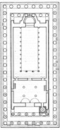 Plan of the Parthenon as a Christian church. The numbers on the columns indicate to which ones we can find graffities and how many in each of them. 
 (Published by Orlandos A.-Vranoussis L., Ta Charagmata tou Parthenonos, Athens 1973, p. 15)