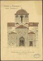Σχέδιο 1888-1890. Μελάνη και Υδατογραφία σε χαρτί. Μονή Καισαριανής, Καθολικό, όψη από τα ανατολικά. Δημιουργοί: R. Weir-Schultz, S. Barnsley. Αρχείο Byzantine Research Fund, Βρετανική Σχολή Αθηνών. Αδημοσίευτο. Διαστάσεις: 25χ35,5 εκ.