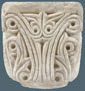Two sides of the capital (one side),  height: 21, diameter of the circular base-line: 12, length of each side: 18,5 cm. 
